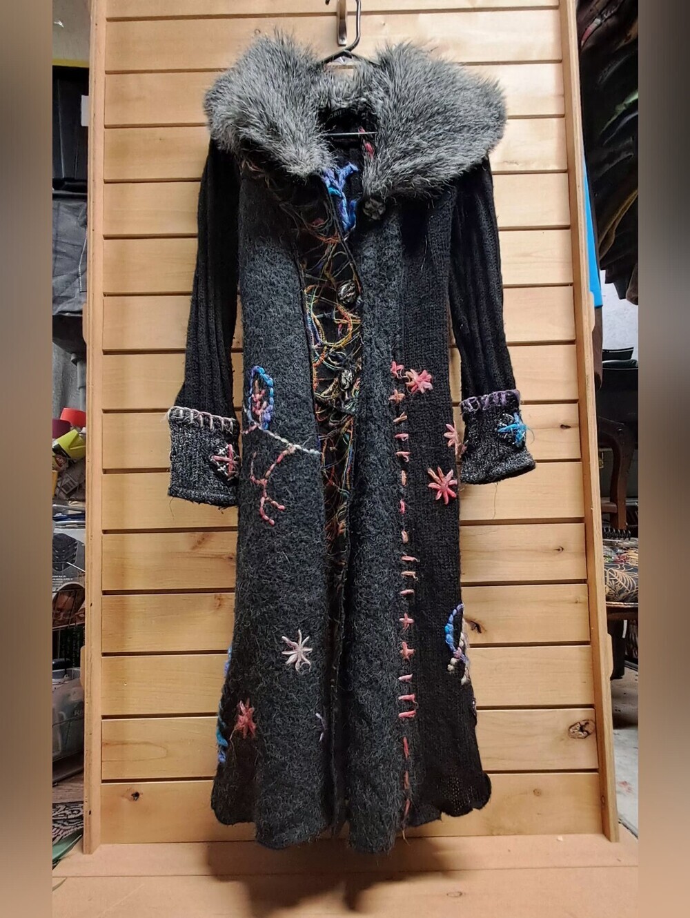 Griffolie Paris Mohair Blend Knit Embroidered Full Length Cardigan Size XS/S - Picture 2 of 8